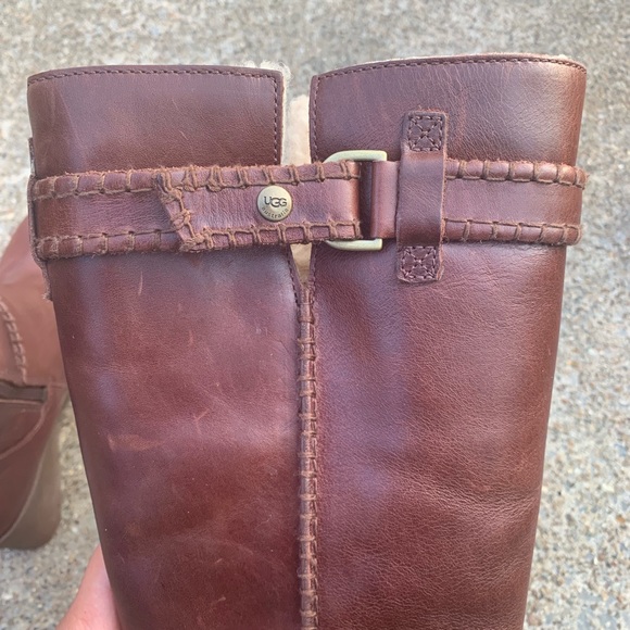 UGG Maxene Brown Sheepskin Boots Size 7 - Picture 5 of 8